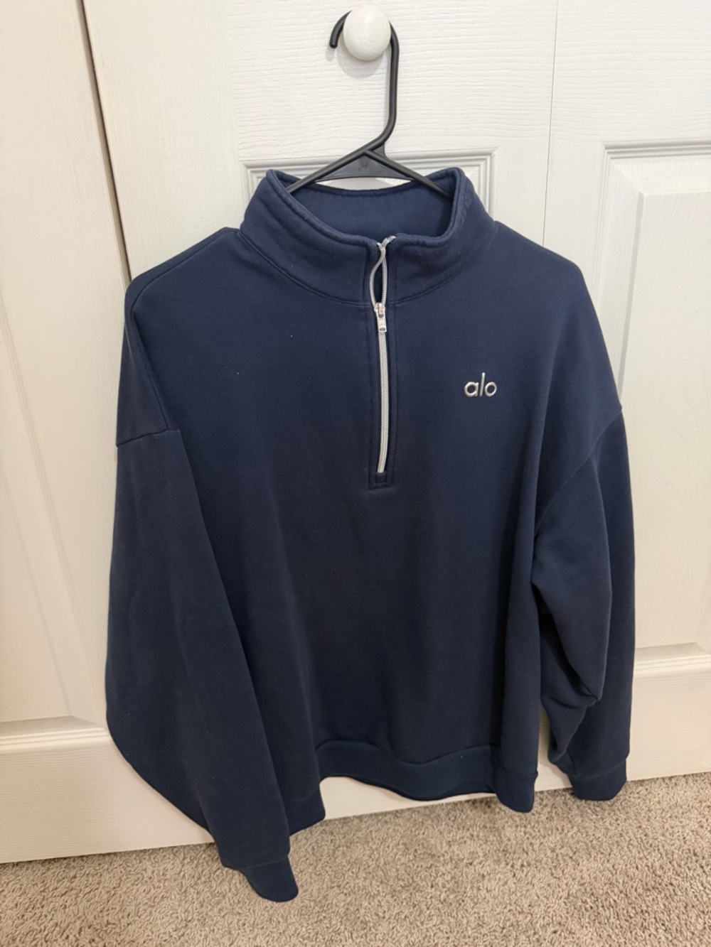 ALO Yoga Navy Half-Zip Pullover Sweatshirt